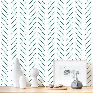 Erfoni Green and White Peel and Stick Wallpaper Herringbone Contact Paper for Bathroom 17.7inch x 118.1inch Modern Geometric Removable Wallpaper Peel and Stick Line Self Adhesive Contact Paper