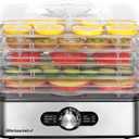 Elite Gourmet EFD3321X Food Dehydrator, Stainless Steel Trays Adjustable Temperature Controls, Jerky, Herbs, Fruit, Veggies, Dried Snacks, Stainless Steel