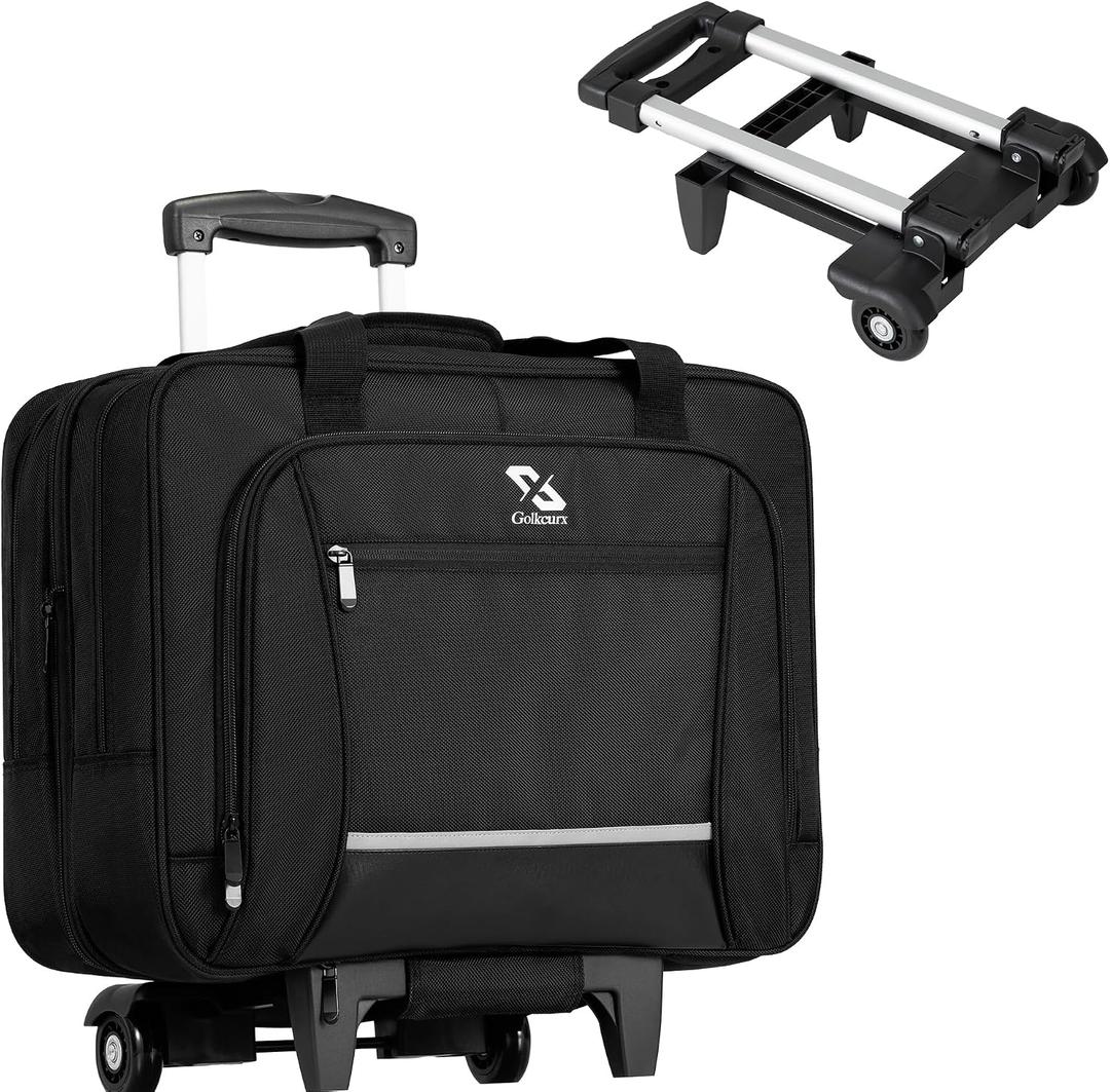 Golkcurx Rolling Laptop Bag with Wheels, Removable Water-Repellent Rolling Briefcase for Women and Men