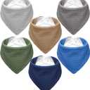 Muslin Baby Bibs,Soft Triangular Baby Bandana Drool Bibs for Baby Boy Girl,Solid Colors Bib for Drooling Teething (6 Pack-forest)
