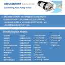 UST1152 1.5HP Replaces Century/AO Smith Swimming Pool Pump Motor for Hayward Super, Max Flow,Northstar,Ja-cuzzi Magnum Pump, C48L2N134 SP1610Z1M B229, 1 1/2 Horsepower 115/230V 56J Frame with Seal Kit