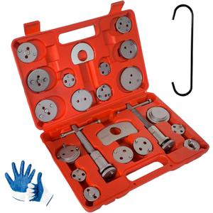 Brake Caliper Compression Tool 24-Piece Heavy Duty Disc Brake Piston Caliper Compressor Rewind Tool Set with C Hanger