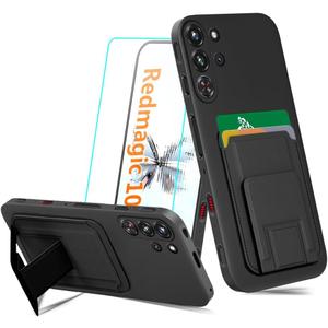 Compatible for ZTE Nubia Red Magic 10 Pro/10 Pro+/10S Pro/10S Pro+ Phone Case Folding Card Holder/Slots Kickstand/Stand Wallet Silicone Protective Cover Case - Black