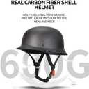 Vintage Motorcycle Half Helmets, Carbon Fiber Open Face Retro Motorcycle Helmets, German Style Half Shell Dot Helmet (S, Black)
