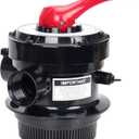 CIPU 4-Way Multiport Pool Valve Replacement for Sand Filter Systems, Multiport Valve with Filter, Backwash, Rinse, Winter Settings, Red Handle Sand Filter Valve for Above Ground Swimming Pools