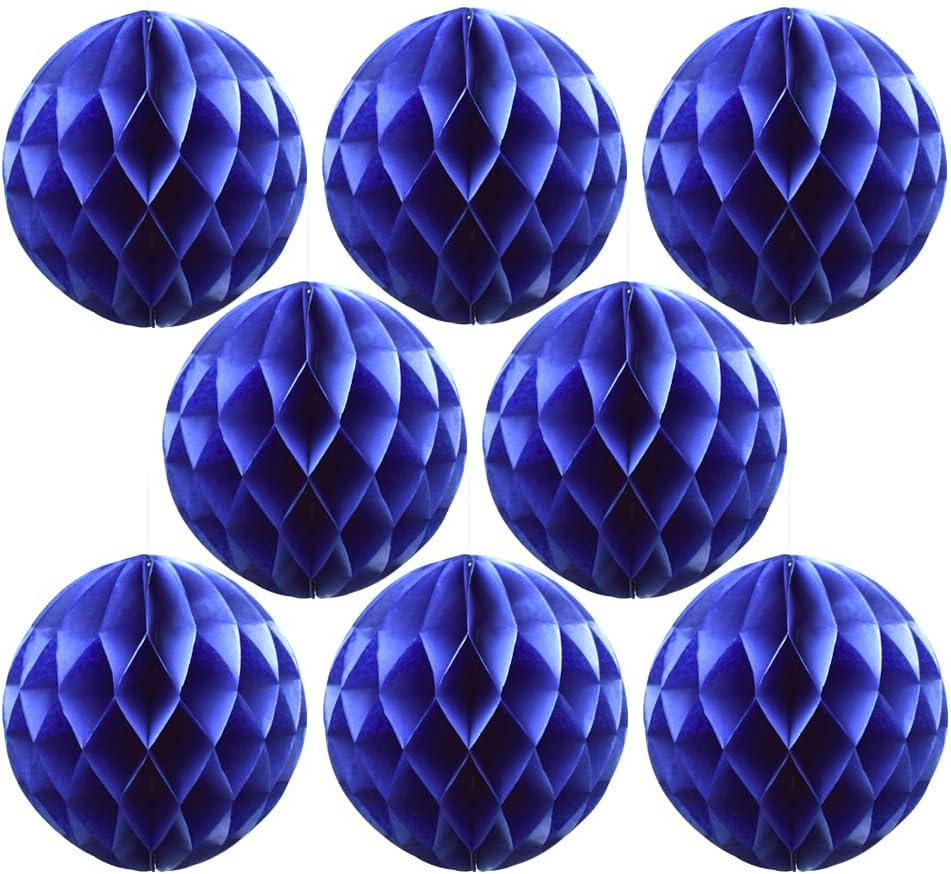 Ruidee 8 Pieces Paper Honeycomb Balls Tissue Paper Flower Balls Party Backdrop Decoration for Weddings, Birthday Parties, Baby Showers8in/Sapphire Blue