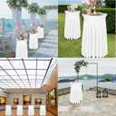 BDDC Cocktail Table Covers - 2 Pack 32"x 43" White Cocktail Table Tablecloth with Natural Wavy Round Skirt for Bar Wedding Party Banquet