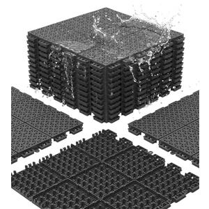 jxgzyy 20 PCS Basketball Court Tiles, 5/8 Inch Thick Portable Sport Outdoor Floor Tiles, Non Slip PP Interlocking Drainage Mat for Tennis Court Drain Pool Patio Shower Porch, 13.38" x 13.38"