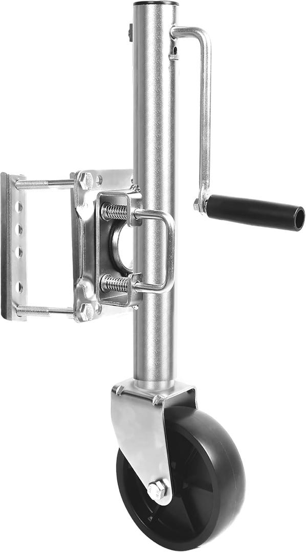 MaxxHaul 10" Lift Swing Back Trailer Jack - 1,000 lb Capacity Heavy Duty Bolt-On Trailer Tongue Jack with 6" Smooth-Rolling Wheel and Side Wind Handle (70148)