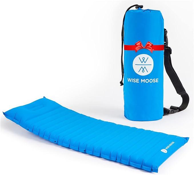 WISE MOOSE Sleeping Pad 4.5 Inch Thick Camping Mattress, Ultralight Camping Pad, Inflatable Tent Mat for Backpacking, Hiking - Inflating Bag and Repair Kit Included 78×28×4.5 Inches 1 Pack
