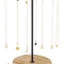 Necklace Holder Jewelry Stand, Rotating Necklace Holder Organizer with 48 Hooks for Necklace Earring Keychains Bracelet Display Stand, Metal Necklace Tree Stand -Gifts for Women (Black)