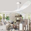 Ceiling Fan No Light with Remote Control 52inch Outdoor Ceiling Fan without Lights Indoor, 3 Blades Reversible DC Motor Modern Ceiling Fans for Patio, Bedroom, Living Room, Porch (White)