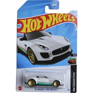 Matchbox Hot Wheels '15 Jaguar F-Type Project 7, HW Roadsters 5/5 [White] 116/250,  Hot Wheels Die-Cast Vehicle Lolux Green And Black, 2023 Hot Wheels Tee’D Off 2 43/250, Pack of 3