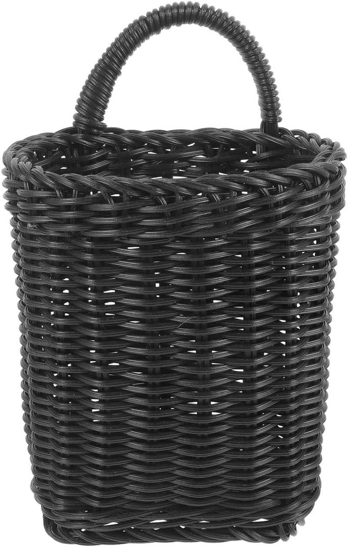 Zerodeko Wall Hanging Basket 9.05X5.31X3.62In Wicker Storage Organizer with Handle for Kitchen Bathroom Door Back Multi-Purpose Hanging Basket