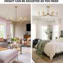 Brushed Gold Chandeliers for Dining Room, 6-Light Modern Farmhouse Chandelier, Brass Candle Style Hanging Light Fixture for Living Room Bedroom Kitchen Island
