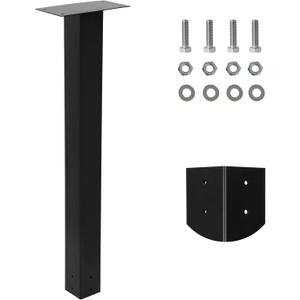 43" Galvanized Steel Mailbox Post - Heavy Duty 4x4 Black In-Ground Post for Outdoor Mailboxes with Easy Installation