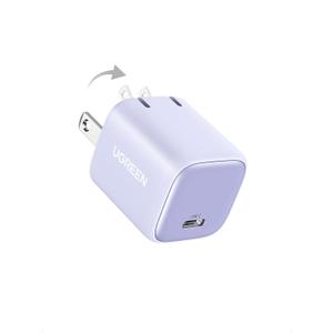 UGREEN 30W USB C Charger, Nexode Foldable GaN PPS Compact Fast Wall Charger Block, USB-C Power Adapter for iPhone 16/15/14, Galaxy S25/S24/S23, Pixel 9/8/7, MacBook Air, iPad(Purple)