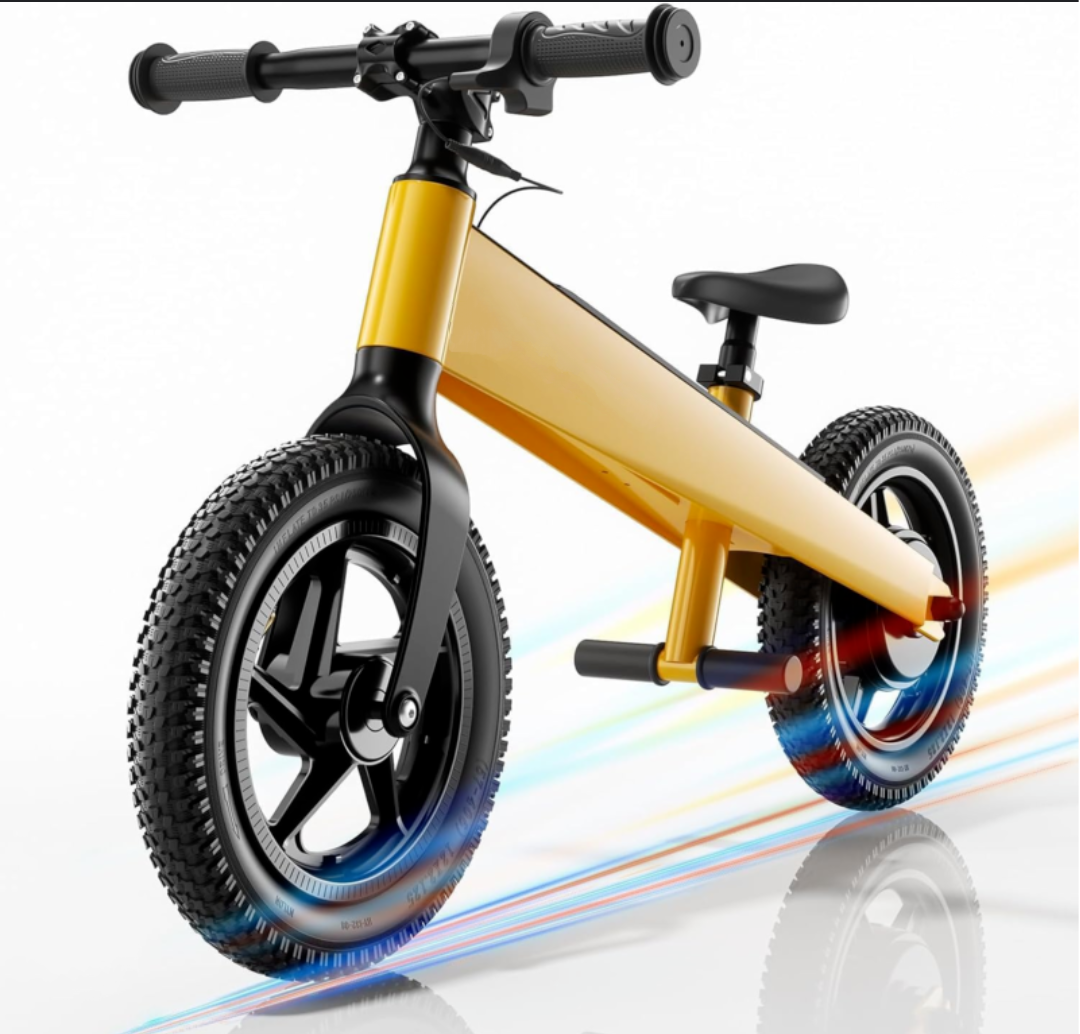Electric Bike for Kids, Electric Balance Bike for Ages 3-8 Years Old,Kid Electric Motorcycle with 2 Speed Modes,Push-Button Brakes,12 Inch Dirt Off-Road Tire and Adjustable Seat, Yellow