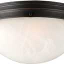 Design House Millbridge Dome 9-1/4 Inch Diameter Indoor Ceiling Light Fixture, for Bedroom, Hallway, Closet & Dining Room, Alabaster Glass, Oil Rubbed Bronze, 514539