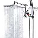 All Metal Rain Shower Head with Handheld Combo, YDmeet 10 Inch Rainfall Shower Head, Stainless Steel Hand Wand, 3 Setting Diverter, Adjustable Extension Arm w/Lock Joints, 71" Extra Long Hose, Chrome