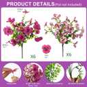 Artificial Fake Pansy Flowers for Outdoor, 12 Pcs Faux Silk Pansies Flower for Spring Summer Decoration, UV Resistant Fake Plants for Outside Planter Porch Yard Patio Home Decor(Gradient Double Pink)