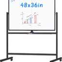 Maxtek Rolling Whiteboard 48x36 Large Magnetic White Board on Wheels Black