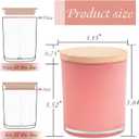 CONNOO 12 Pack 10 OZ Colorful Glass Candle Jars for Making Candles with Airtight Bamboo Lids Nice Sticky Warning Labels for Candle Making Empty Container Bulk - Dishwasher Safe