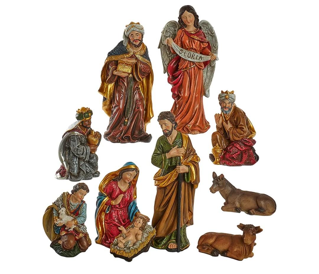 Kurt S. Adler 12.5-Inch Nativity Figurines Table Piece, 11 Piece Set