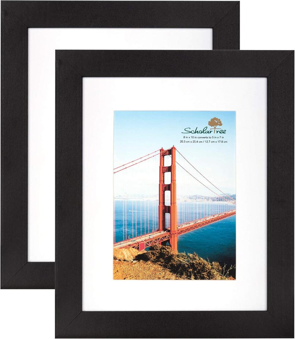 Scholartree Rustic Picture Frame with Mat (Black, 8x10 inches), Pack of 4