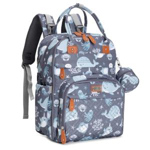 BabbleRoo Diaper Bag Backpack - Baby Essentials Travel Bag - Multi function Waterproof Diaper Bag, Travel Essentials Baby Bag with Changing Pad, Stroller Straps & Pacifier Case Unisex
