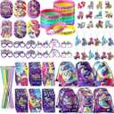 Tellingyou 140 Pcs Roller Skate Party Favors Includes 12 Drawstring Backpacks 12 Silicone Wristbands 12 Badges 12 Keychains 18 Notepads 12 Pencils 12 Slap Bracelets 50 Stickers for Retro Hip Hop Party