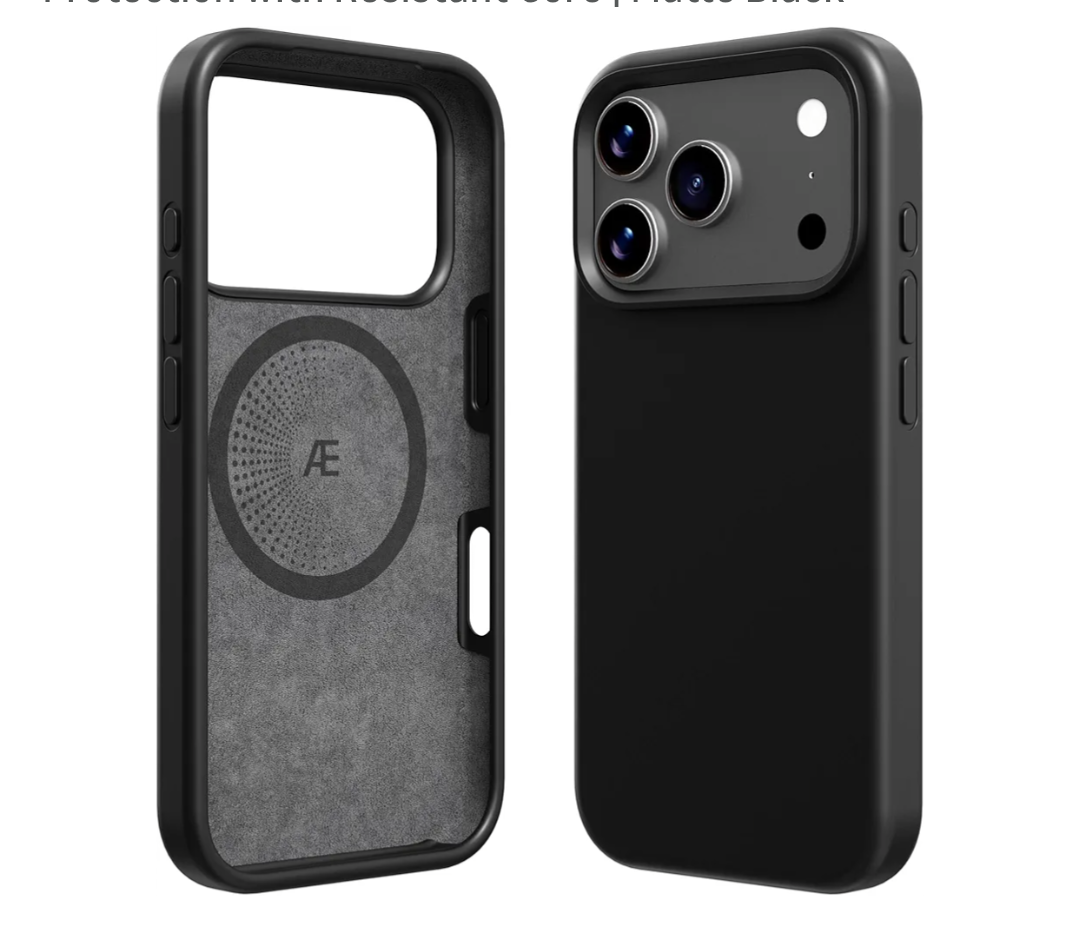 Ether – Halo Collection | Compatible with iPhone 17 Pro Max Case | MagSafe Silicone Cover | Slim Shockproof Protection with Resistant Core | Matte Black