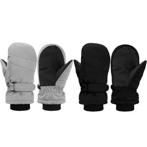 Geyoga 2 Pairs Kids Ski Gloves Waterproof Warm Snow Mittens Winter Warm Gloves for Outdoor Activities(3-5 Years,Black, Gray, Army Green, Royal Blue)