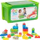 Jelly Blox Stash 'N Stack 2-in-1 Storage Case with 30 Blocks | Toddler & Preschool Building Blocks Kids Can Squeeze & Stretch | MESH ACCREDITED | Safety Tested & Ouch-Free | Sensory Play Toy Ages 2+