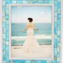 GIFTME 5 Beach Picture Frame 8x10,Mosaic Picture Frame Mother of Pearl,Turquoise Tabletop or Wall Hanging Photo Frame(8x10 inch, Blue,1pc)