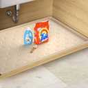 Under Sink Mat- 34" x 22" Waterproof Kitchen Cabinet Mat - Flexible Silicone Under Sink Liner - Kitchen Bathroom Cabinet Mat and Protector for Drips Leaks Spills (Beige)