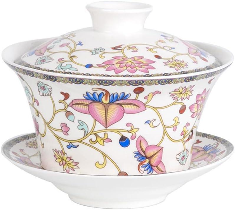 Chinese Gaiwan Tea Cup, Asian Traditional Porcelain Kungfu Handleless Tea Cup with Lid and Saucer 10Oz, China Classic Gaiwan (Vine) Chinese Gaiwan Tea Cup, Asian Traditional Porcelain Kungfu Handleless Tea Cup with Lid and Saucer 10Oz, China Classic Gaiwan (Vine)