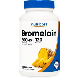 Nutricost Bromelain 500mg, 120 Vegetarian Capsules - Bromelain (1200 GDU), Non-GMO, Gluten Free, EXP: 03/29
