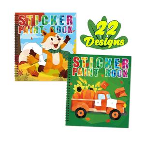 90shine 2PCS Fall Crafts for Kids Sticker Books Ages 4-8 Autumn Thanksgiving Themed Designs Party Gift Create 22 Pictures