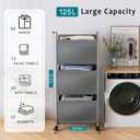 125L Vertical Laundry Hamper with Wheels, 3 Section Large Rolling Laundry Sorter with Detachable Inners, Metal Clothes Hamper Laundry Baskets Organizer for Bathroom, Bedroom, Dorm (Gray)