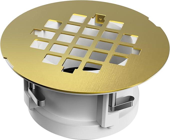Shower Drain Replacement for Fiberglass & Plastic Shower Pans, Installs from Top Only, Chrome Fit for 4"- 4 1/2" Drain Flange & 2" ABS, PVC, Galvanized Steel & Cast Iron Drain Pipes (Gold) Shower Drain Replacement for Fiberglass & Plastic Shower Pans, Installs from Top Only, Chrome Fit for 4"- 4 1/2" Drain Flange & 2" ABS, PVC, Galvanized Steel & Cast Iron Drain Pipes (Gold)