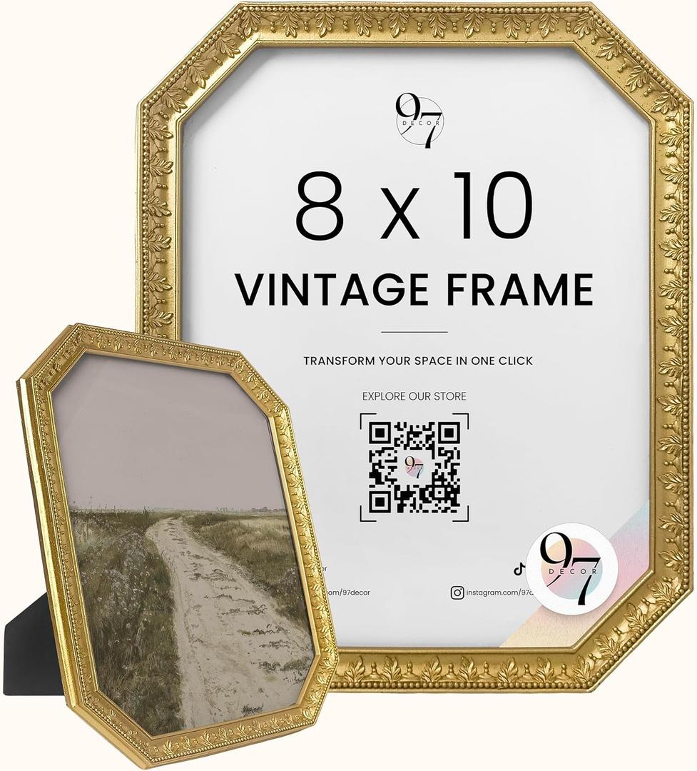 97 Decor Gold Vintage Picture Frames 8x10 - Vintage Gold Frames 8x10 For Tabletop And Wall Hanging, Decorative Ornate 8 By 10 Frame Antique Wall Decor