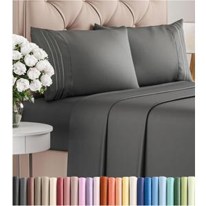 King Size 4 Piece Sheet Set - Comfy Breathable & Cooling Bed Sheets Set - Hotel Luxury Bedding for Women, Men, Kids & Teens - Deep Pockets, Easy-Fit, Super Soft & Wrinkle Free - Oeko-Tex - Charcoal (08 - Charcoal)