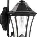 Gama Sonic Victorian Solar Wall Light, Outdoor Solar Lamp, Cast Aluminum Sconce, 150 Lumens Warm White LED, Black (94BM50010)