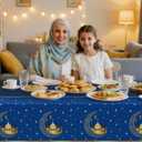 3 x Childom 3 Pack Ramadan Table Cloth,Ramadan Decorations for Home,54" x 108" Eid Mubarak Decorations,Eid Ramadan Tablecloths Rectangular,Blue Plastic Table Cloth Disposable Table Cover for Party Favors