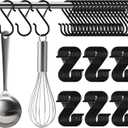 50PCS S Hooks for Hanging Hanger,Purse Hooks Hanging Bag Hanger,3.5-inch Heavy Duty Metal S Hook with Safety Buckle Metal S Shaped Hooks for Home Kitchen Closet Organizer,Suitable for 0.5 inch Rods
