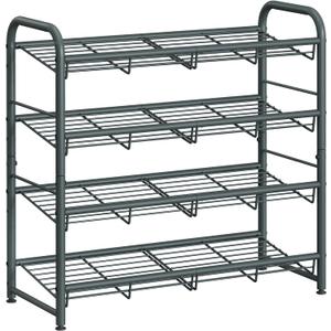 SONGMICS Shoe Rack, 4 Tier Shoe Organizer for Closet, Holds up to 16 Pairs of Shoes, Shoe Rack for Front Door Entrance, Metal Shoe Shelf with Adjustable Tilt Angle, for Entryway, Garage, Grey