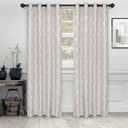 Superior Curtains, Window Treatments, Accents, Drapes Kitchen, Bedroom, Office, Living Room Windows, 8 Grommets, Chic Formal, Venetian Damask Jacquard Embroidered Curtains, Set of 2, 52" x 108", Ivory