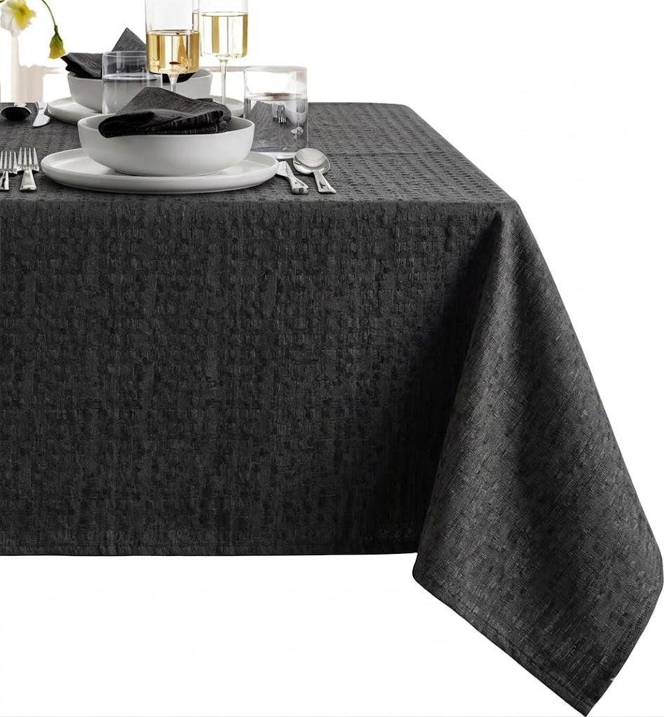Home Fashions Continental Solid Texture Water, Stain & Wrinkle Resistant Tablecloth, 5X10ft Rectangle, Gray