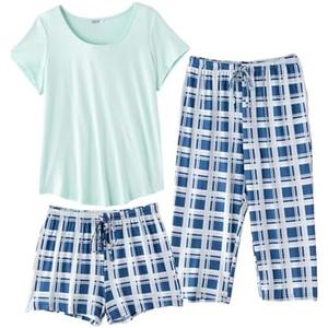 Ekouaer 1 PCS Capri Pajamas for Women Sleeve Pajama Floral Pj Soft Sleepwear with Pockets 2XL Ekouaer 1 PCS Capri Pajamas for Women Sleeve Pajama Floral Pj Soft Sleepwear with Pockets 2XL